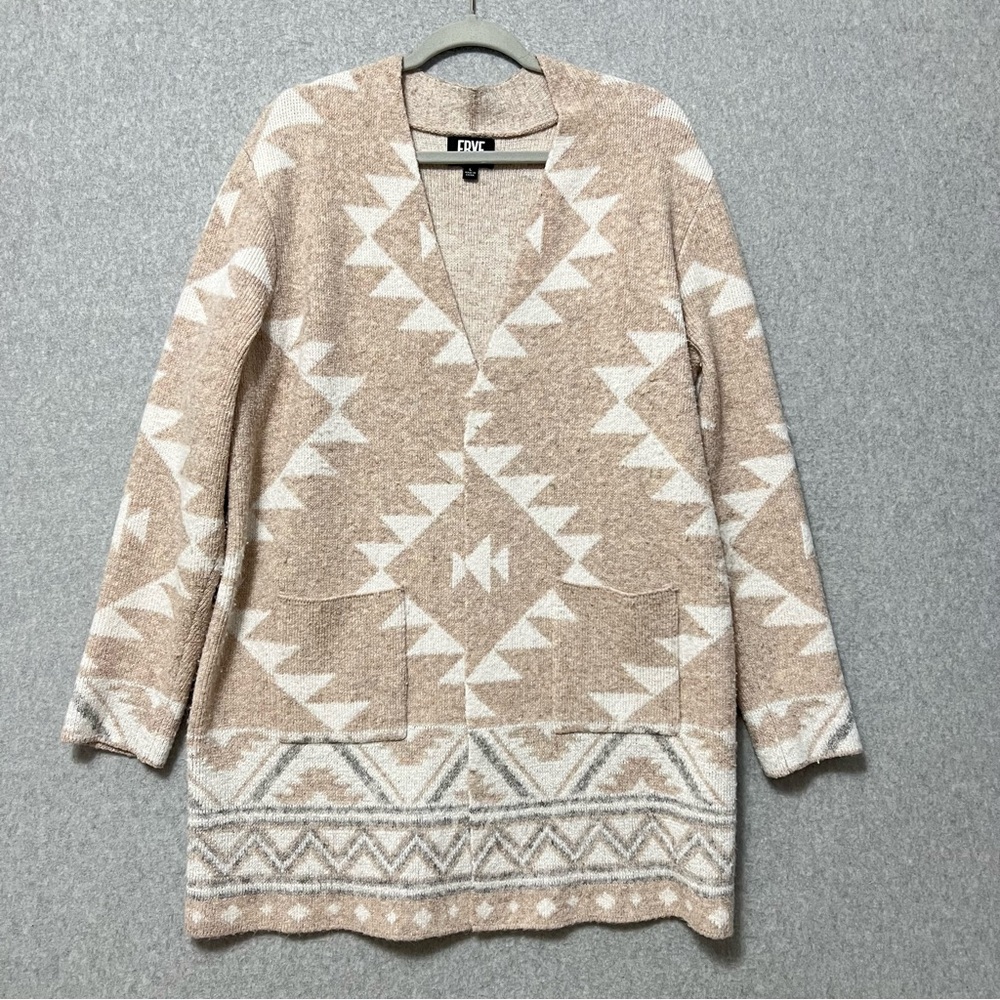 Frye Aztec Pattern Open Front Cardigan Sweater Si… - image 2